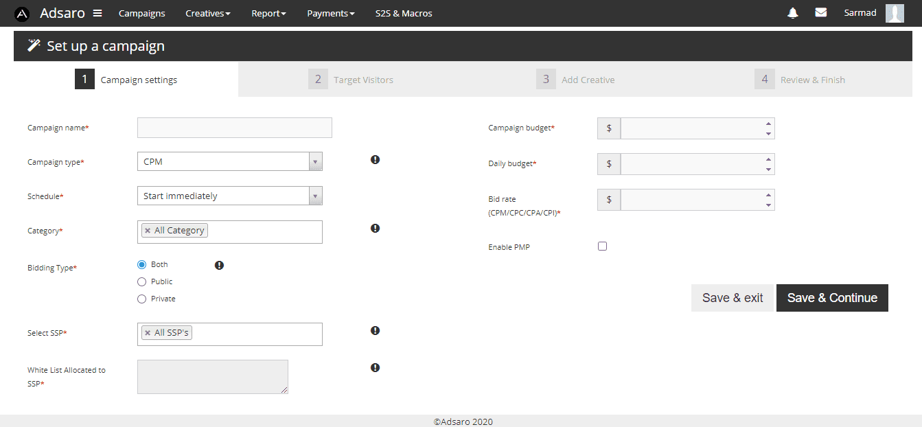How to create campaign on Adsaro