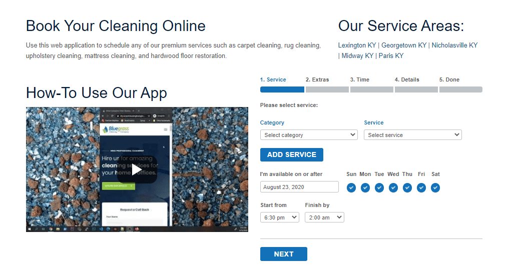 How to order on Bluegrass Cleaning Company