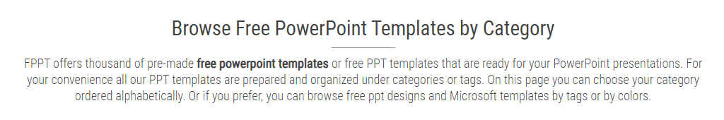 PowerPoint Templates Categories