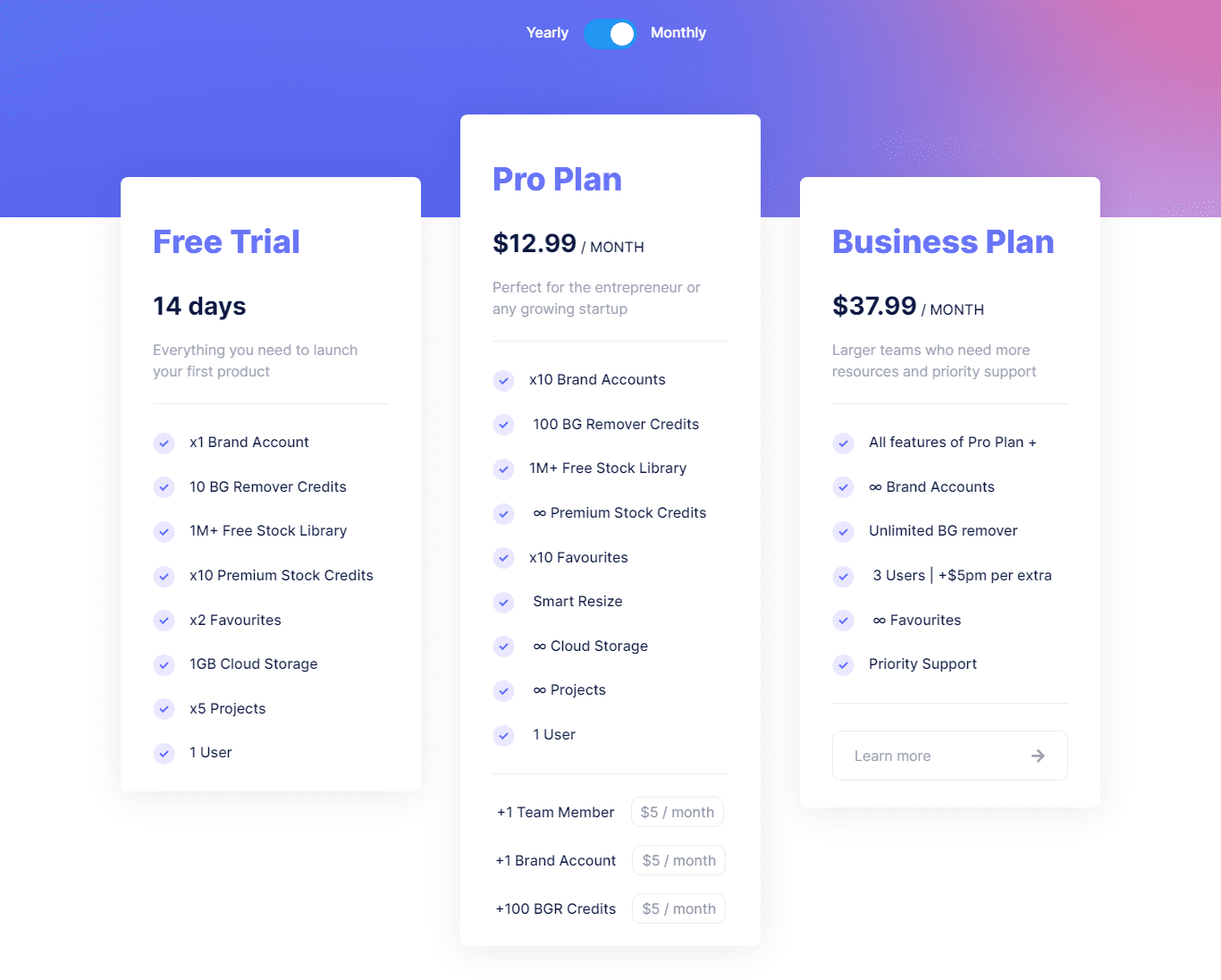 Glorify App Pricing