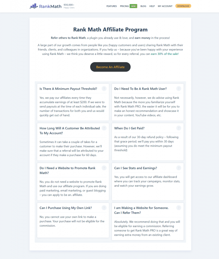 Rank math affiliate program