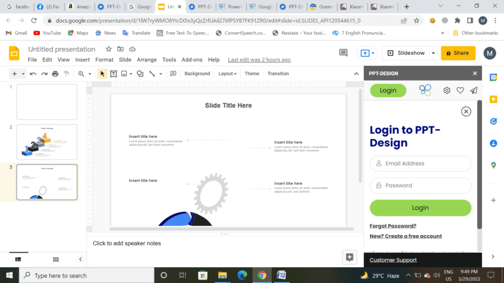 how to add slide template into google slides