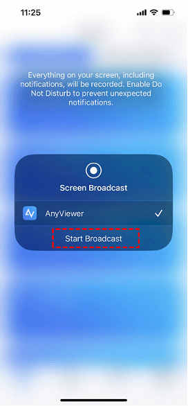 anyviewer start broadcast